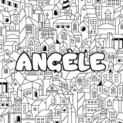 Coloración del nombre ANGÈLE - decorado ciudad