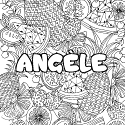 Coloración del nombre ANGÈLE - decorado mandala de frutas