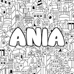 Coloración del nombre ANIA - decorado ciudad