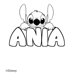Coloración del nombre ANIA - decorado Stitch