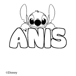 Coloración del nombre ANIS - decorado Stitch