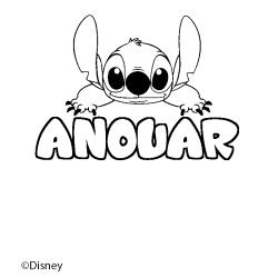 Coloración del nombre ANOUAR - decorado Stitch