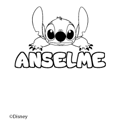 Coloración del nombre ANSELME - decorado Stitch