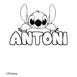 Coloración del nombre ANTONI - decorado Stitch