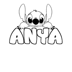 Coloración del nombre ANYA - decorado Stitch