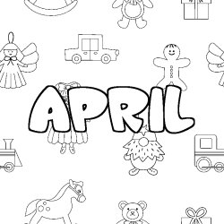 Coloración del nombre APRIL - decorado juguetes