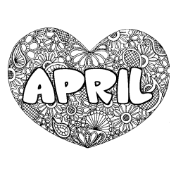 Coloración del nombre APRIL - decorado mandala de corazón