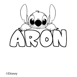 Coloración del nombre ARON - decorado Stitch