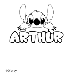 Coloración del nombre ARTHUR - decorado Stitch