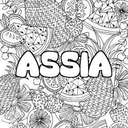 Coloración del nombre ASSIA - decorado mandala de frutas