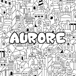 Coloración del nombre AURORE - decorado ciudad