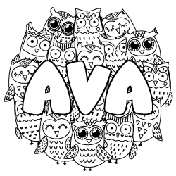 Coloración del nombre AVA - decorado búhos