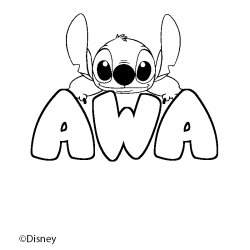 Coloración del nombre AWA - decorado Stitch