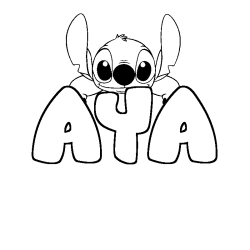 Coloración del nombre AYA - decorado Stitch