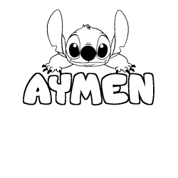 Coloración del nombre AYMEN - decorado Stitch
