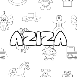 Coloración del nombre AZIZA - decorado juguetes