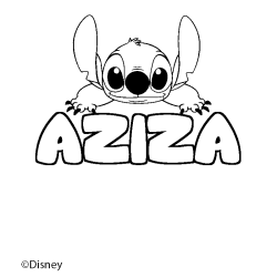 Coloración del nombre AZIZA - decorado Stitch