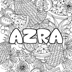 Coloración del nombre AZRA - decorado mandala de frutas