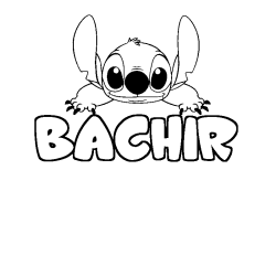 Coloración del nombre BACHIR - decorado Stitch