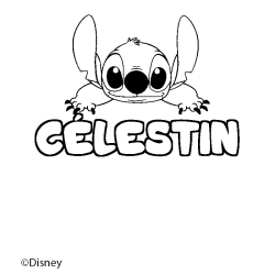Coloración del nombre CÉLESTIN - decorado Stitch