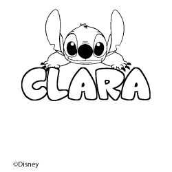 Coloración del nombre CLARA - decorado Stitch