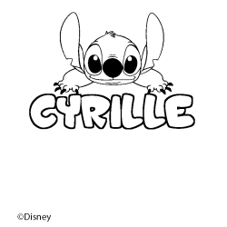 Coloración del nombre CYRILLE - decorado Stitch