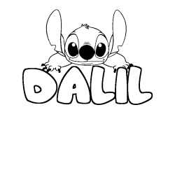 Coloración del nombre DALIL - decorado Stitch