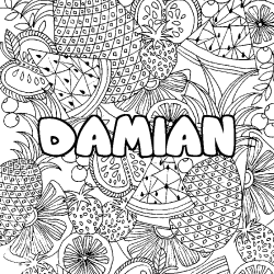 Coloración del nombre DAMIAN - decorado mandala de frutas