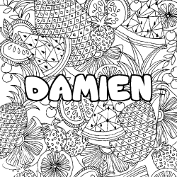 Coloración del nombre DAMIEN - decorado mandala de frutas