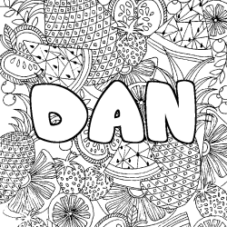 Coloración del nombre DAN - decorado mandala de frutas