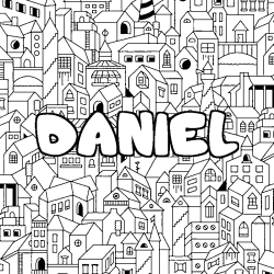 Coloración del nombre DANIEL - decorado ciudad