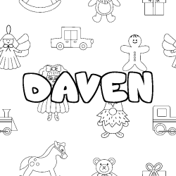 Coloración del nombre DAVEN - decorado juguetes