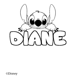 Coloración del nombre DIANE - decorado Stitch