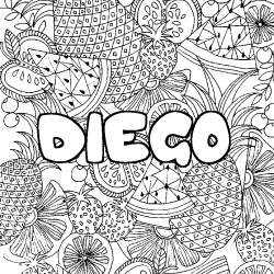 Coloración del nombre DIEGO - decorado mandala de frutas