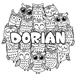 Coloración del nombre DORIAN - decorado búhos