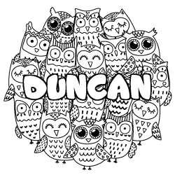 Coloración del nombre DUNCAN - decorado búhos