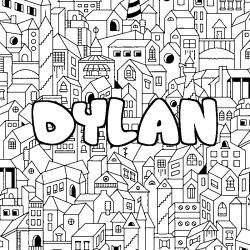 Coloración del nombre DYLAN - decorado ciudad
