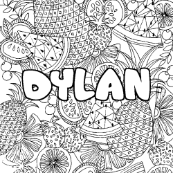 Coloración del nombre DYLAN - decorado mandala de frutas