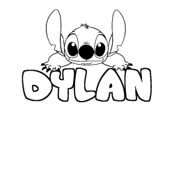 Coloración del nombre DYLAN - decorado Stitch
