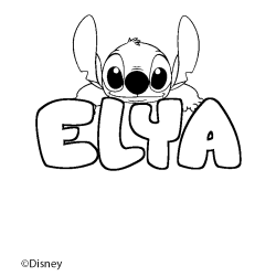 Coloración del nombre ELYA - decorado Stitch