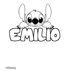 Coloración del nombre EMILIO - decorado Stitch