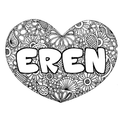 Coloración del nombre EREN - decorado mandala de corazón