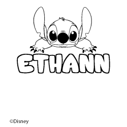 Coloración del nombre ETHANN - decorado Stitch