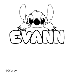 Coloración del nombre EVANN - decorado Stitch