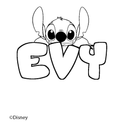 Coloración del nombre EVY - decorado Stitch