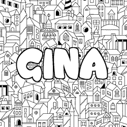 Coloración del nombre GINA - decorado ciudad