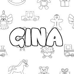 Coloración del nombre GINA - decorado juguetes