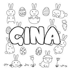 Coloración del nombre GINA - decorado Pascua