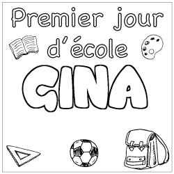 Coloración del nombre GINA - decorado primer día de escuela