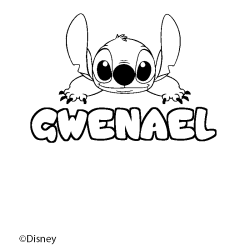 Coloración del nombre GWENAEL - decorado Stitch